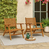 Outdoor Set of 2, Slatted Design, Acacia Wood, Brown Finish