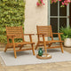 Outdoor Set of 2, Slatted Design, Acacia Wood, Brown Finish