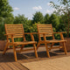 Outdoor Set of 2, Slatted Design, Acacia Wood, Brown Finish