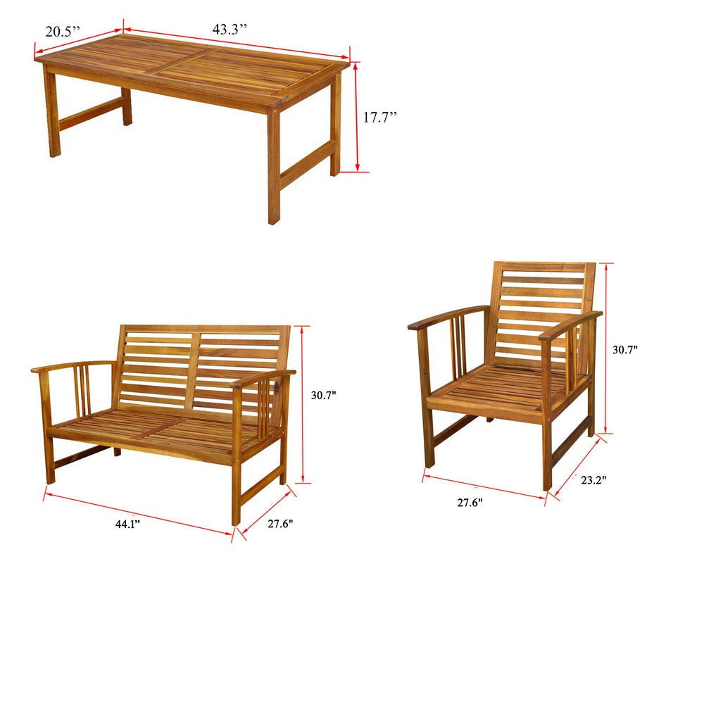 Roma 4pc Modular Outdoor Sofa and Table Set Brown Acacia Wood White BM326325