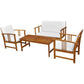 Roma 4pc Modular Outdoor Sofa and Table Set, Brown Acacia Wood, White