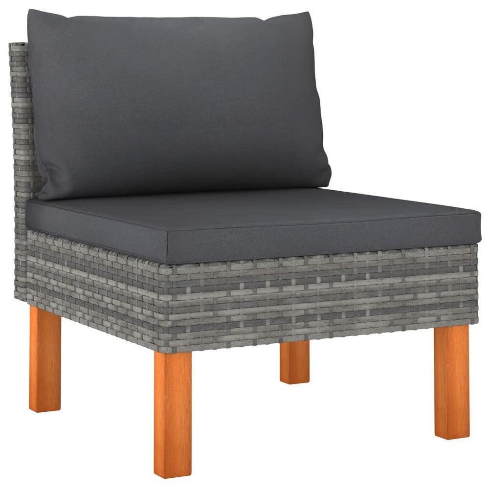 Feno 2pc Outdoor Modular Loveseat Sofa Dark Gray Fabric Poly Rattan BM326327