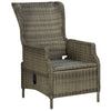 Outdoor Manual Reclining Chair, 2 Cushions, Brown Poly Rattan Woven