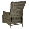 Outdoor Manual Reclining Chair, 2 Cushions, Brown Poly Rattan Woven