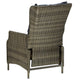 Outdoor Manual Reclining Chair, 2 Cushions, Brown Poly Rattan Woven