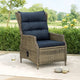 Outdoor Manual Reclining Chair, 2 Cushions, Brown Poly Rattan Woven