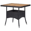 Outdoor Dining Table 31’’ Square Acacia Wood Top Black Rattan Base BM326329
