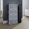 Modular Cabinet, 8 Storage n Hanging Compartments, Black White 59"