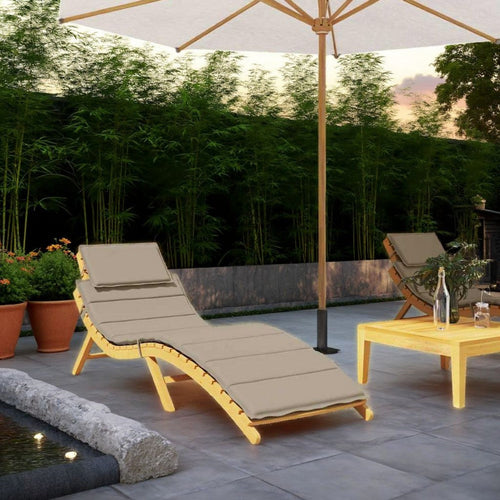 Outdoor Cushion for Chaise Lounger w Pillow, Taupe Brown Fabric 73"