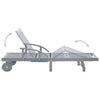 Outdoor Sun Chaise Lounger, Slatted Gray Acacia Wood Frame w Wheels
