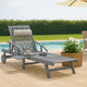 Outdoor Sun Chaise Lounger, Slatted Gray Acacia Wood Frame w Wheels