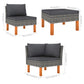 Feno 6pc Outdoor Modular Lounge L Sofa 3 Ottomans Dark Gray Rattan BM326334