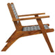 Outdoor Set of 2, Black White Print, Brown Solid Acacia Wood