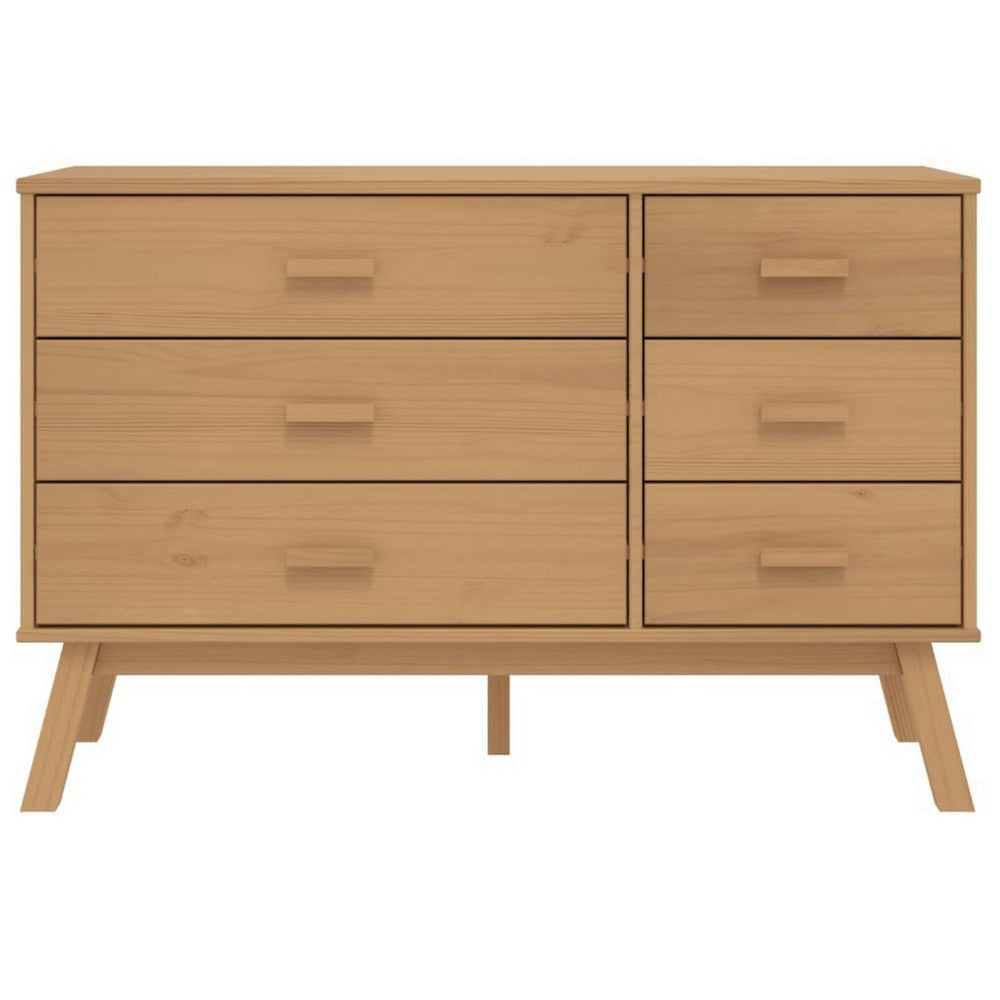 Sideboard Cabinet Dresser 6 Drawers Modern 44’’ Brown Solid Wood BM326339