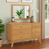 Sideboard Cabinet Dresser, 6 Drawers, Modern 44" Brown Solid Wood