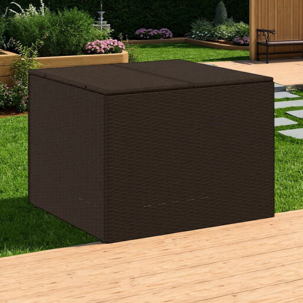 Outdoor Garden Storage Box, Removable Bag, Brown Poly Rattan Woven