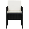 Outdoor Set of 4 with White Cushions, Black Rattan Woven Frame