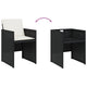 Outdoor Set of 4 with White Cushions, Black Rattan Woven Frame