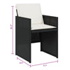 Outdoor Set of 4 with White Cushions, Black Rattan Woven Frame
