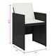 Outdoor Set of 4 with White Cushions, Black Rattan Woven Frame