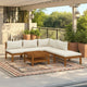 Lave 6pc Outdoor Modular L Sofa Set, Ivory Cushions, Wood Coffee Table