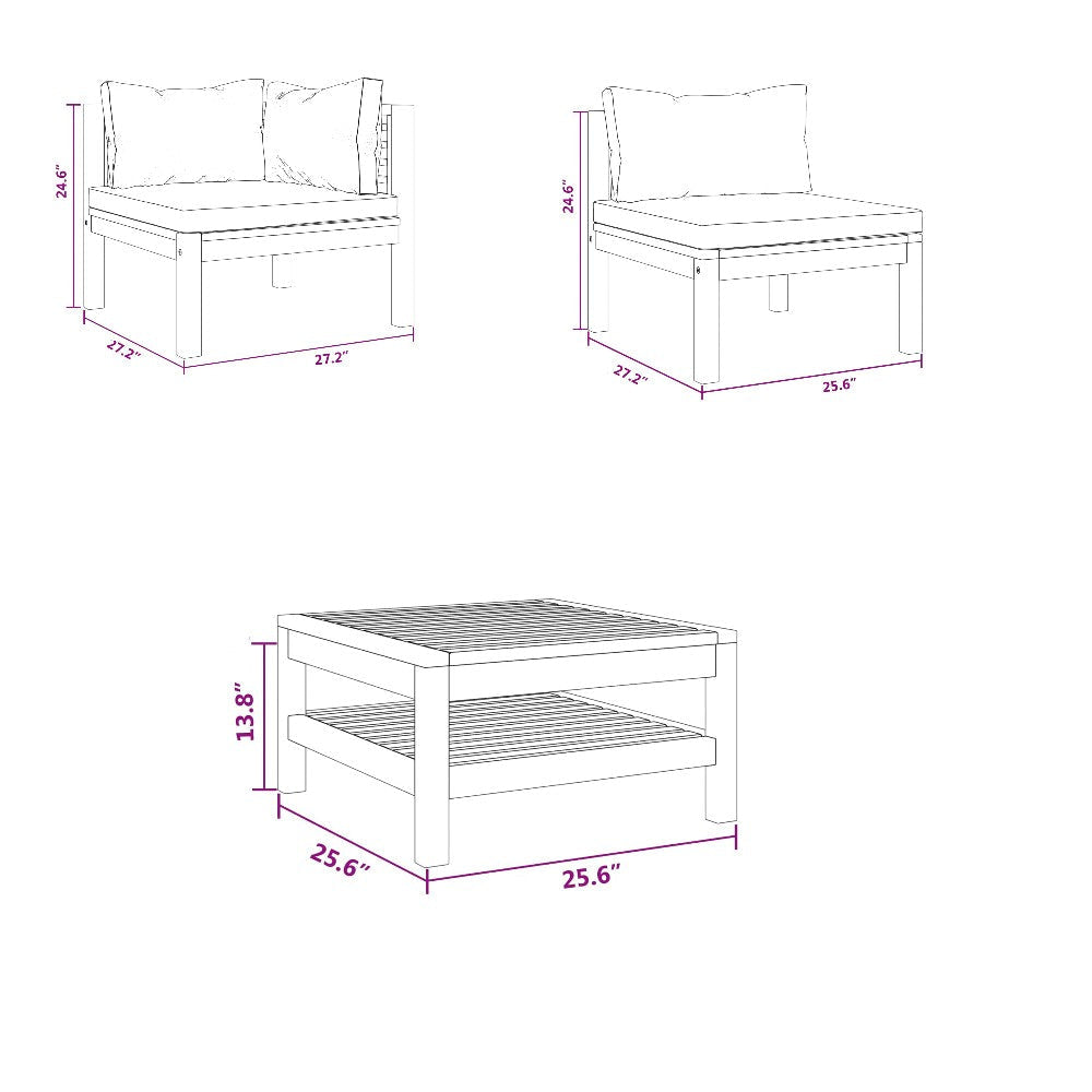 Lave 6pc Outdoor Modular L Sofa Set Ivory Brown Wood Coffee Table BM326343