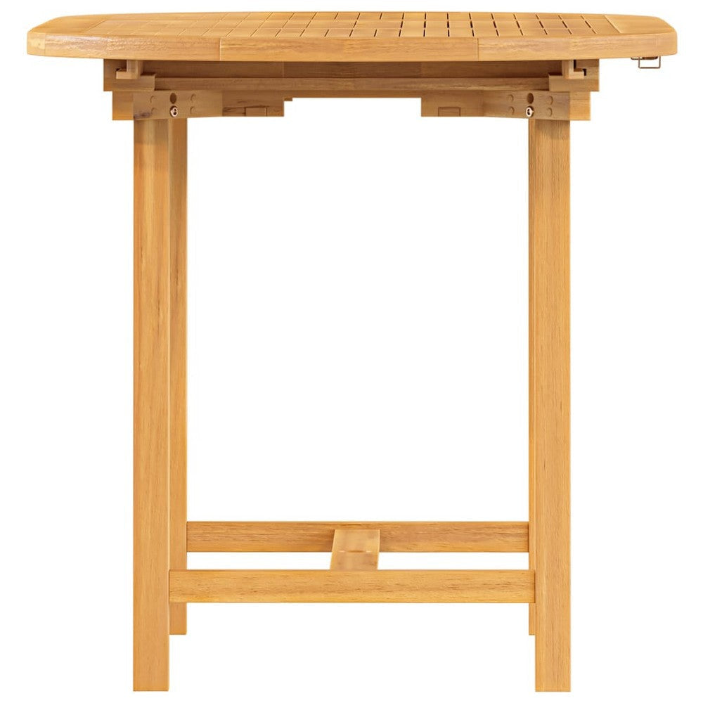 Outdoor Dining Table 43-63 Inch Extendable Oval Top Sanded Teak Wood BM326344