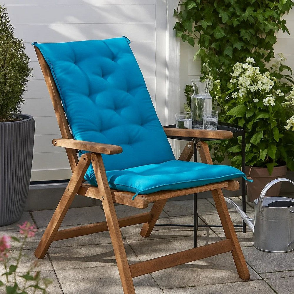 Claire Outdoor Cushion for Bench, 71", Blue Tufted Oxford Fabric