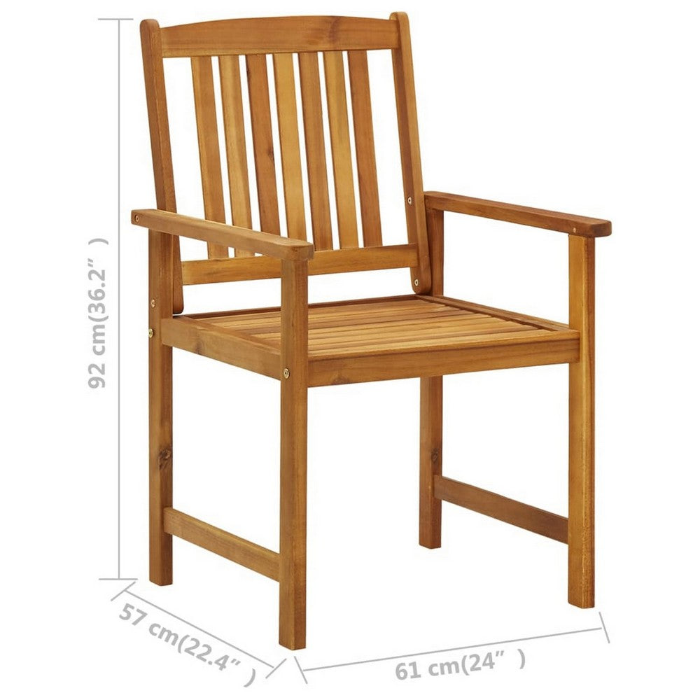 Blaire Outdoor Accent Chairs, Set of 2, Acacia Wood, Cream Cushions
