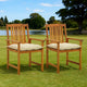 Blaire Outdoor Accent Chairs, Set of 2, Acacia Wood, Cream Cushions
