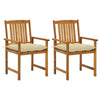 Blaire Outdoor Accent Chairs, Set of 2, Acacia Wood, Cream Cushions