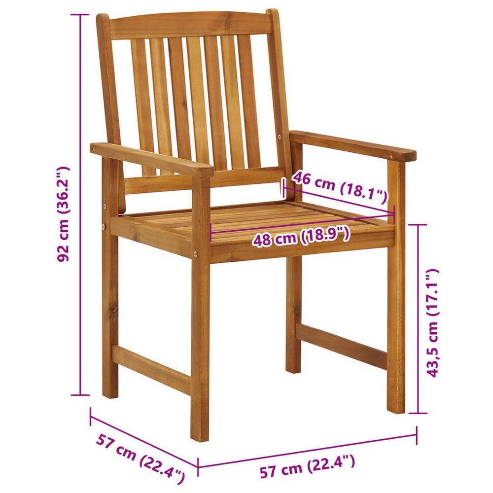 Dusk Outdoor Set of 8 Slatted Back Oil Finish Brown Acacia Wood BM326349