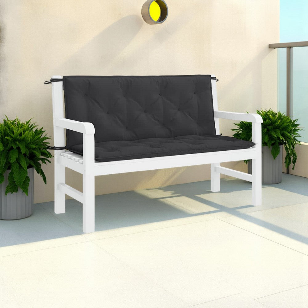 Claire Outdoor Cushion for Bench, 47", Black Tufted Oxford Fabric