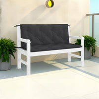 Claire Outdoor Cushion for Bench, 47", Black Tufted Oxford Fabric