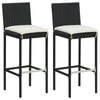 Rusel 3pc Outdoor Bar Table and Stool Set Black Rattan Cream White BM326353