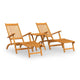 Suvi 3pc Outdoor Chaise Lounge Chairs and Foldable Table Set, Acacia