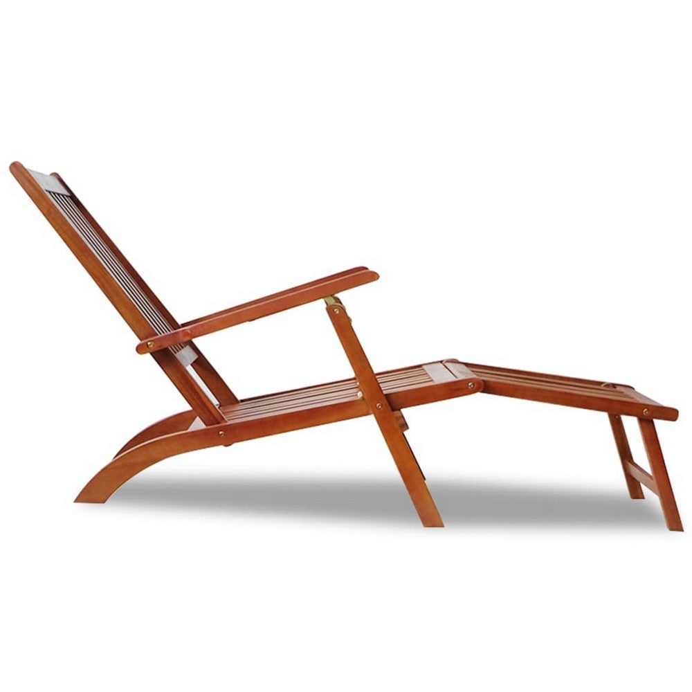 Suvi Outdoor Chaise Lounge Chair, Adjustable Reclining, Footrest, Wood