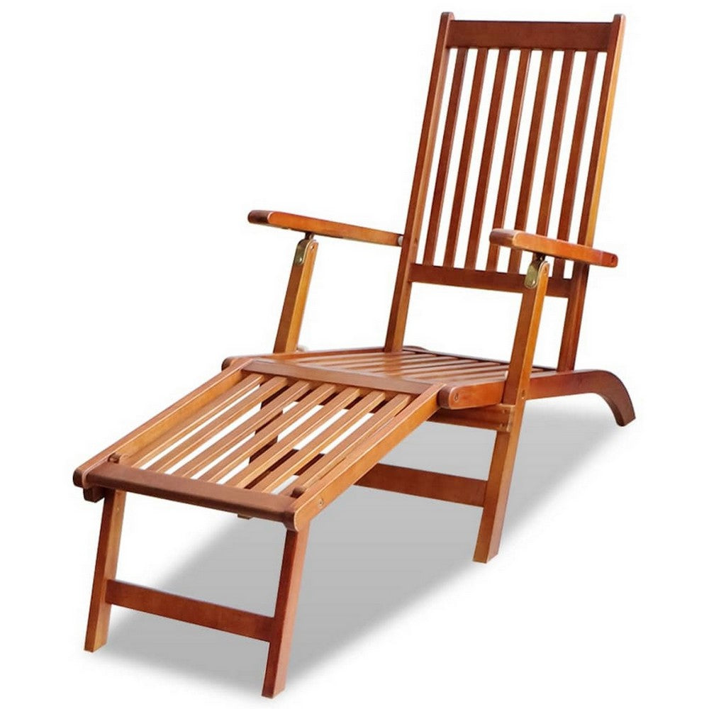 Suvi Outdoor Chaise Lounge Chair, Adjustable Reclining, Footrest, Wood