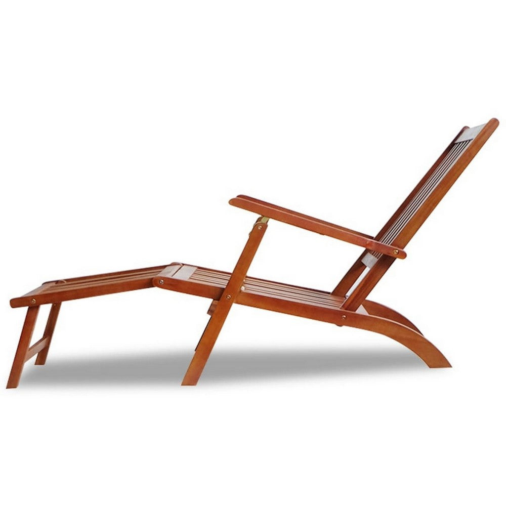 Suvi Outdoor Chaise Lounge Chair, Adjustable Reclining, Footrest, Wood