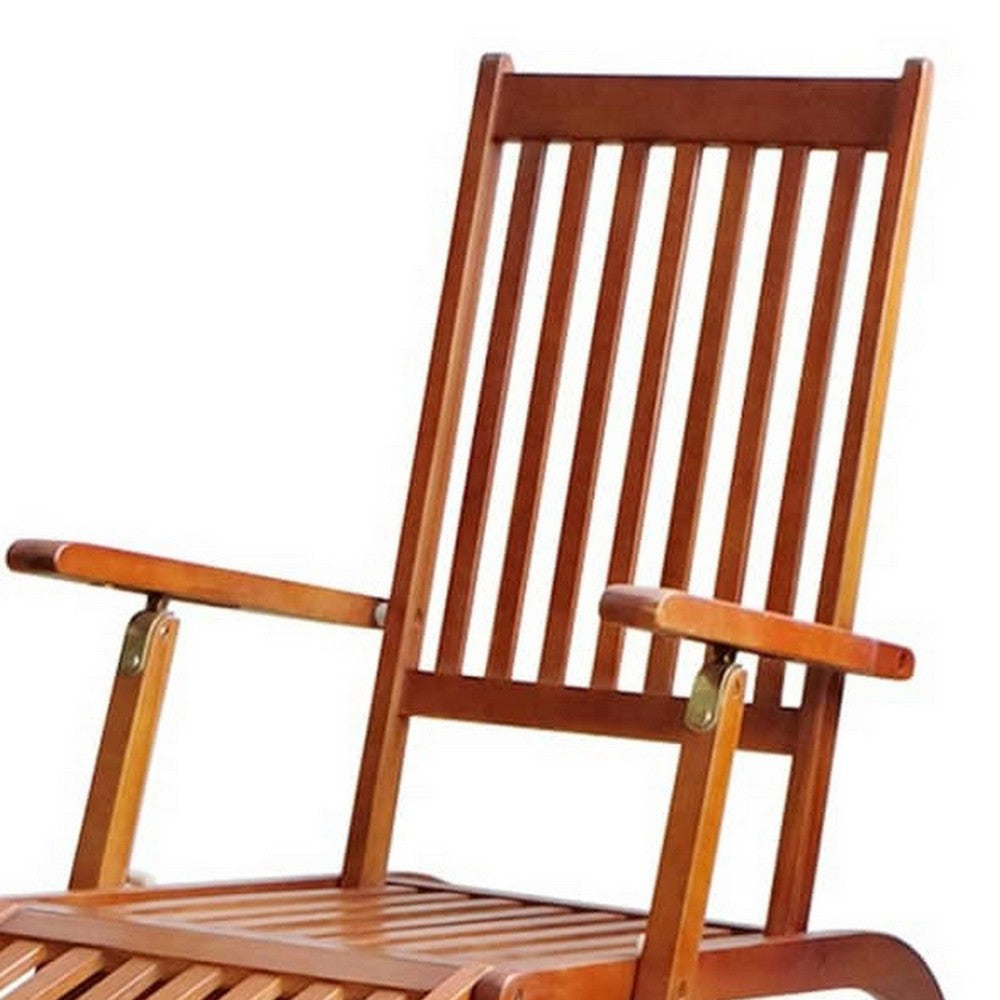 Suvi Outdoor Chaise Lounge Chair, Adjustable Reclining, Footrest, Wood