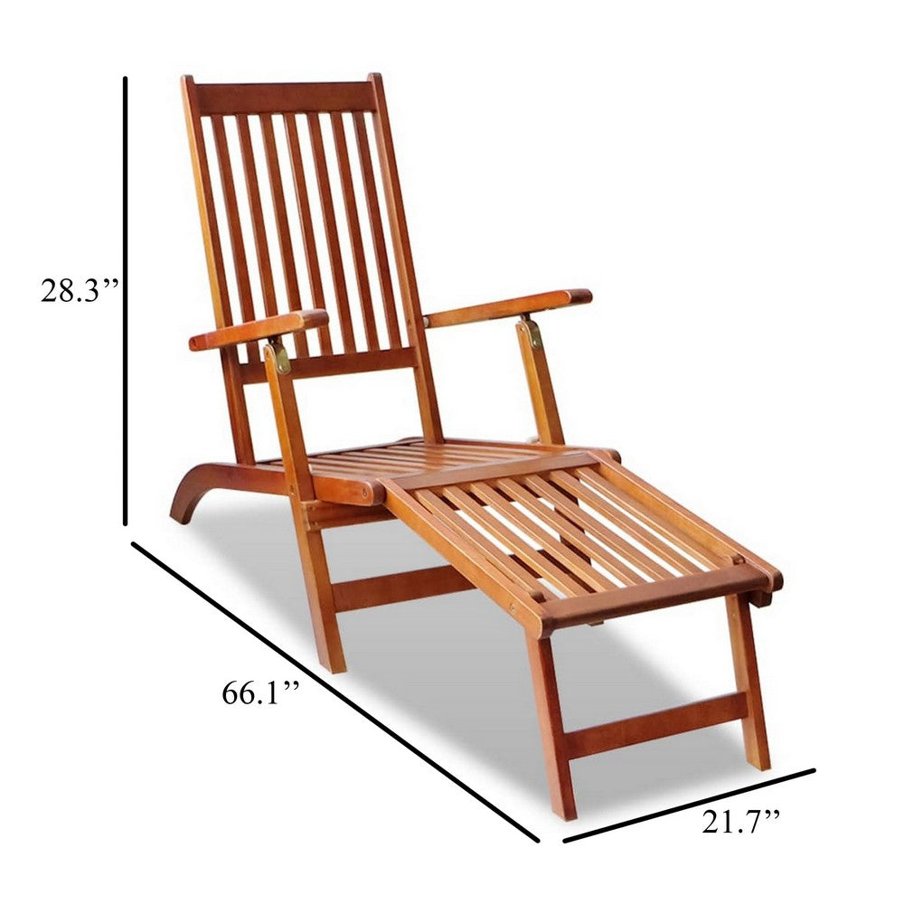 Suvi Outdoor Chaise Lounge Chair, Adjustable Reclining, Footrest, Wood