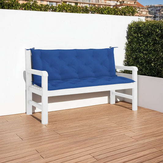 Claire Outdoor Cushion for Bench, 59", Blue Tufted Oxford Fabric