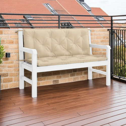 Claire Outdoor Cushion for Bench, 47", Beige Tufted Oxford Fabric
