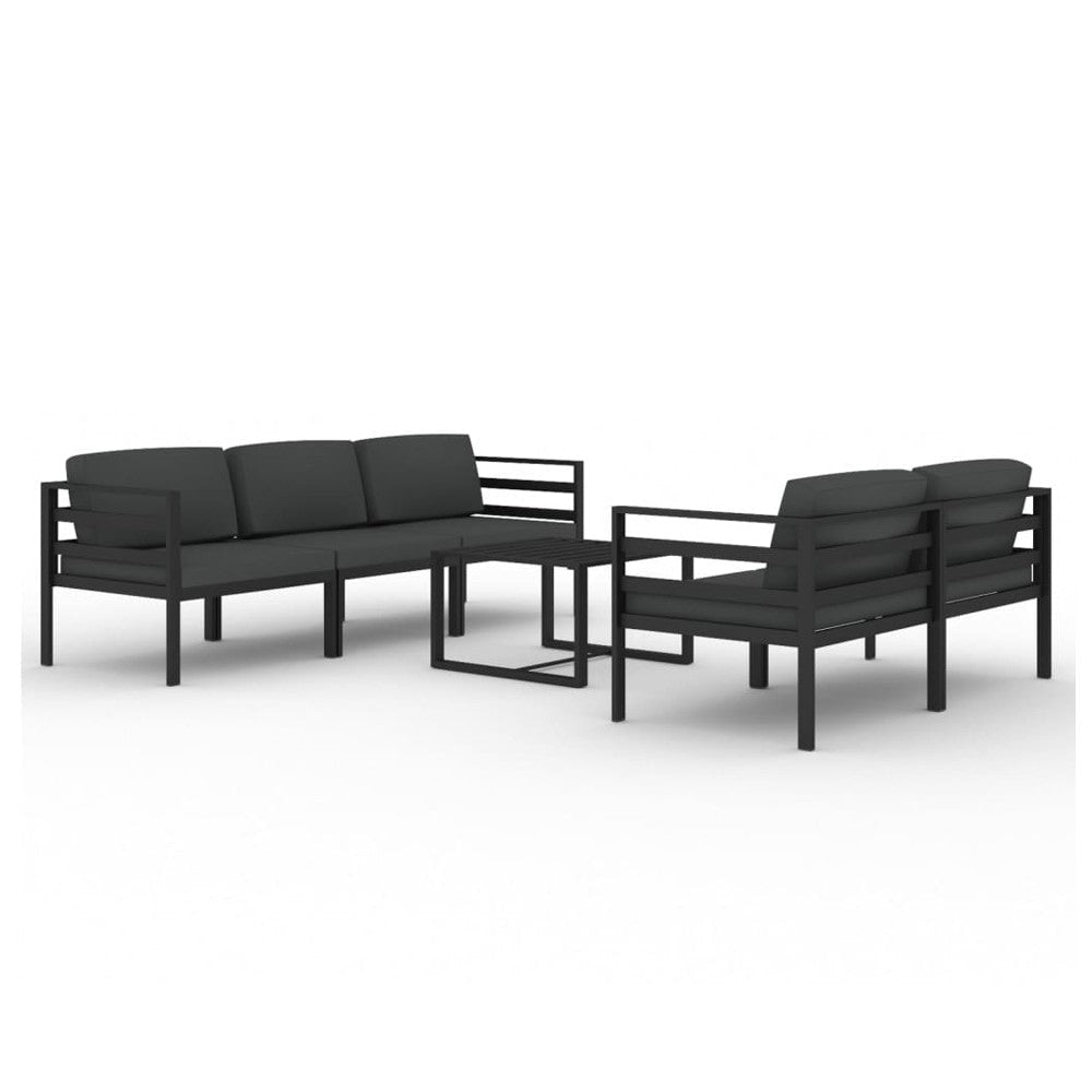 Shina 6pc Outdoor Modular Sofa and Table Set Black Gray Cushions BM326360
