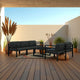 Shina 6pc Outdoor Modular Sofa and Table Set, Black, Gray Cushions