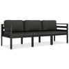 Shina 3pc Outdoor Modular Sofa Set Black Metal Dark Gray Cushions BM326361