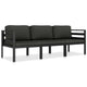 Shina 3pc Outdoor Modular Sofa Set Black Metal Dark Gray Cushions BM326361