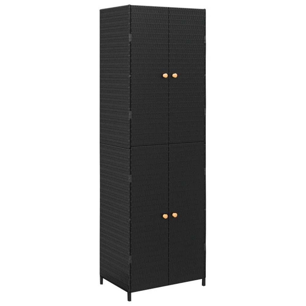 Elix Outdoor Storage Cabinet with 4 Compartment, 71" Black Rattan