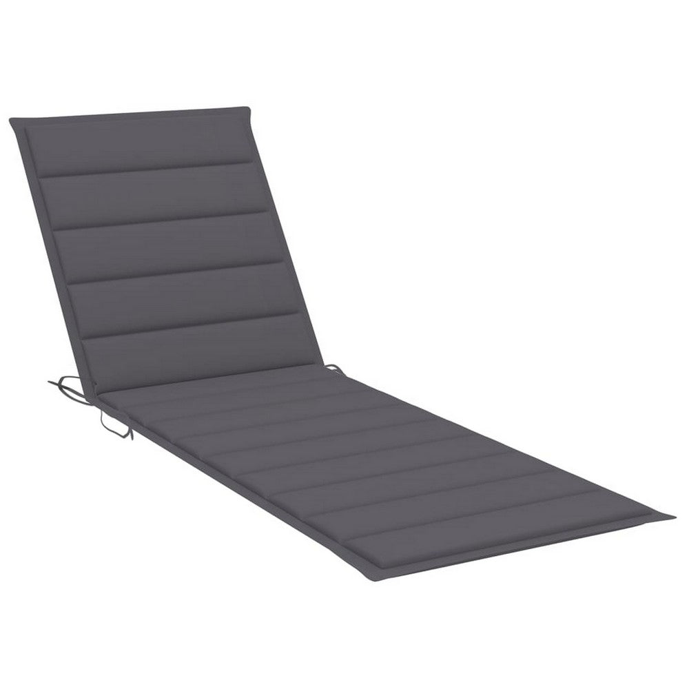 Kaye Outdoor Sun Lounger, 79" Acacia Wood Frame, Dark Gray Polyester
