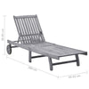 Kaye Outdoor Sun Lounger, 79" Acacia Wood Frame, Dark Gray Polyester